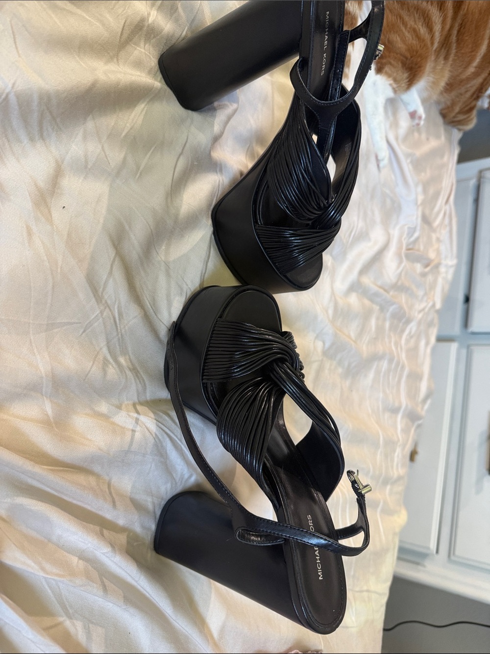 MICHAEL KORS Black Knotted Strap Heeled Sandals